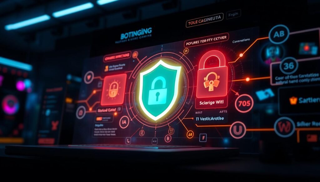 Generate an image of a secure online gaming platform