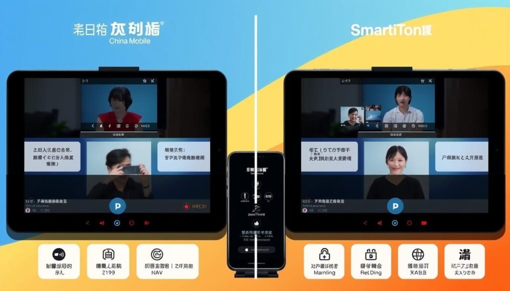 生成中國移動和SmarTone視訊會議服務的比較圖片